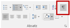 Absatzzeichen und Formatierungssymbole einschalten